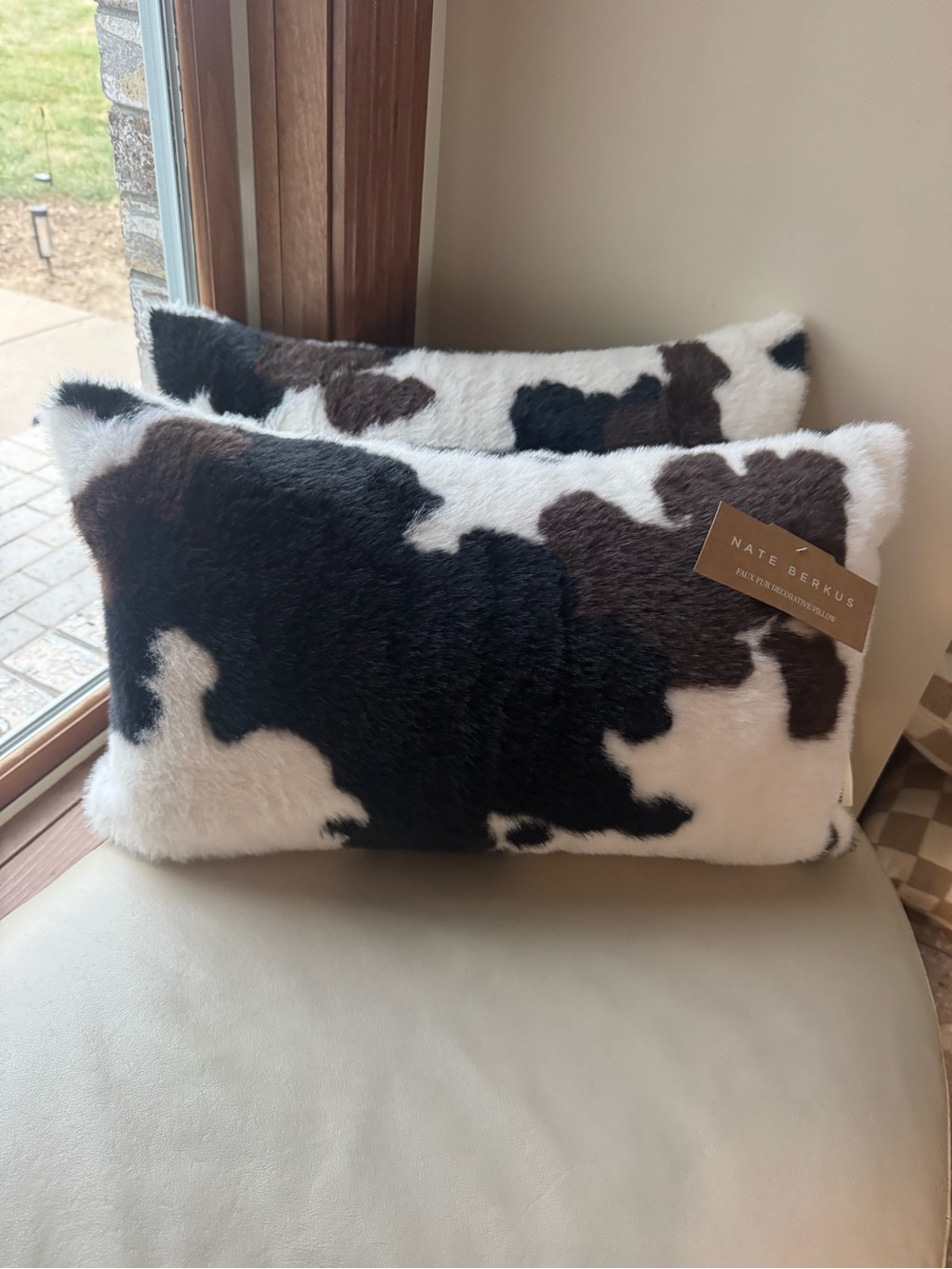 Nate Berkus Black, White & Brown Faux Fur Cowhide Accent Pillow